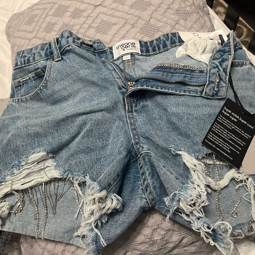 Insane Gene Large Rhinestone Shorts